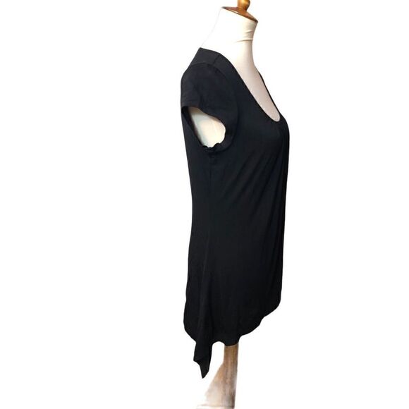 Meaneor black shark bite hem cap sleeve scoop neck soft tunic Size M - Picture 3 of 10